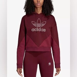 Adidas Women's CLRDO Cropped Trefoil Hoodie - maroon or burgundy